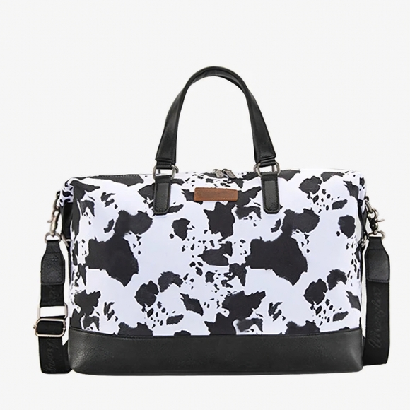 Wrangler Travel Duffle Bag ,Oversized Cow Print Weekender Bag Overnight, Black - Picture 2 of 7